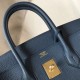 Hermes Blue Agate Clemence Birkin 35cm Bag