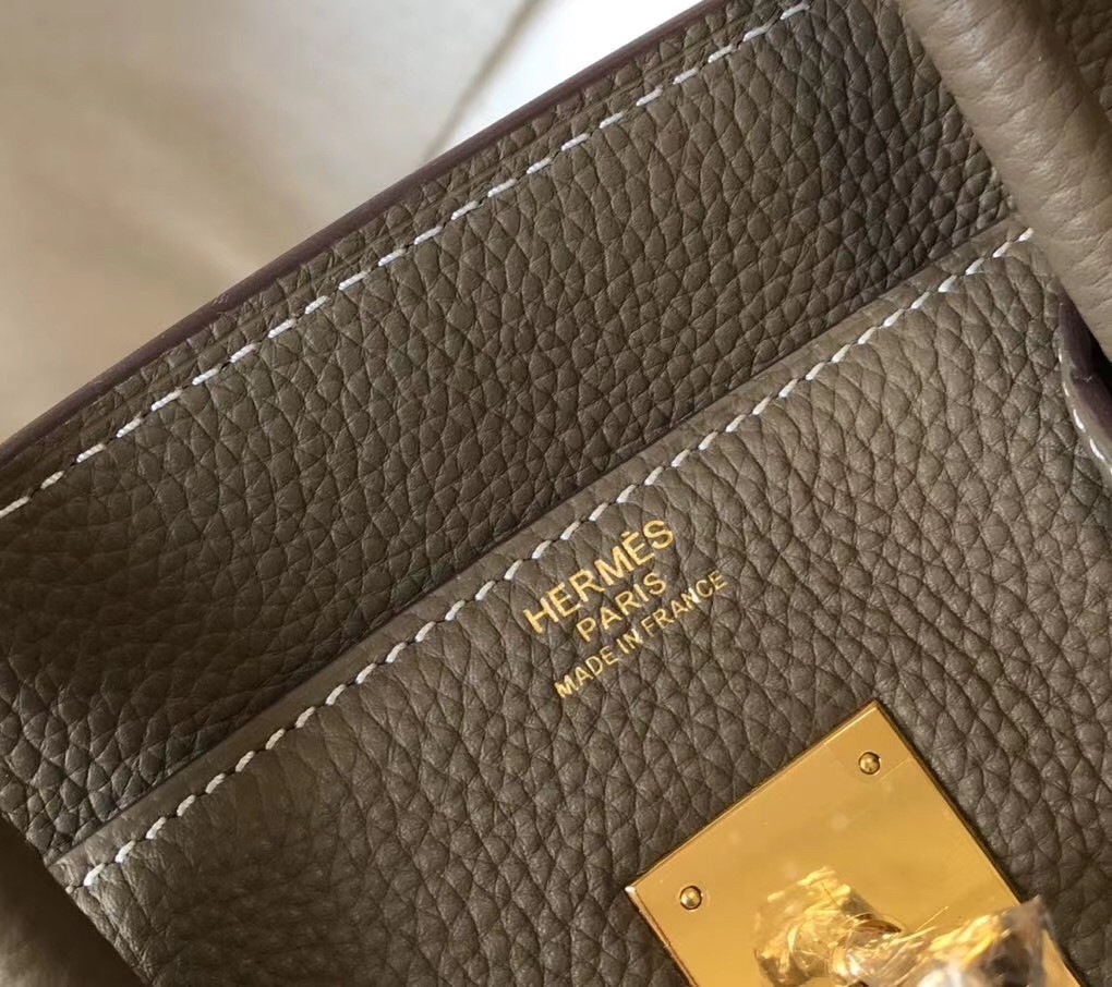 Hermes Taupe Clemence Birkin 35cm Bag