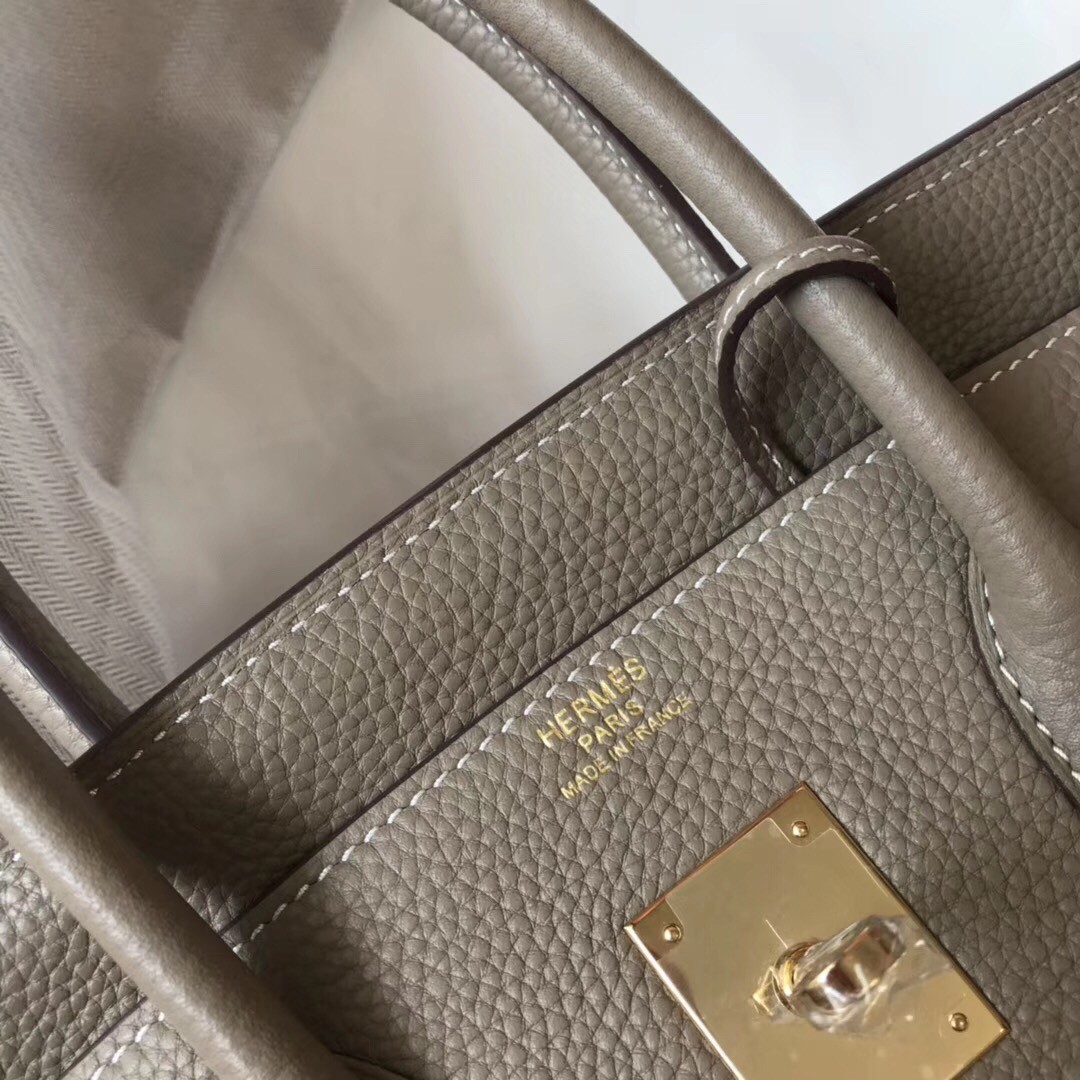 Hermes Grey Clemence Birkin 35cm Bag