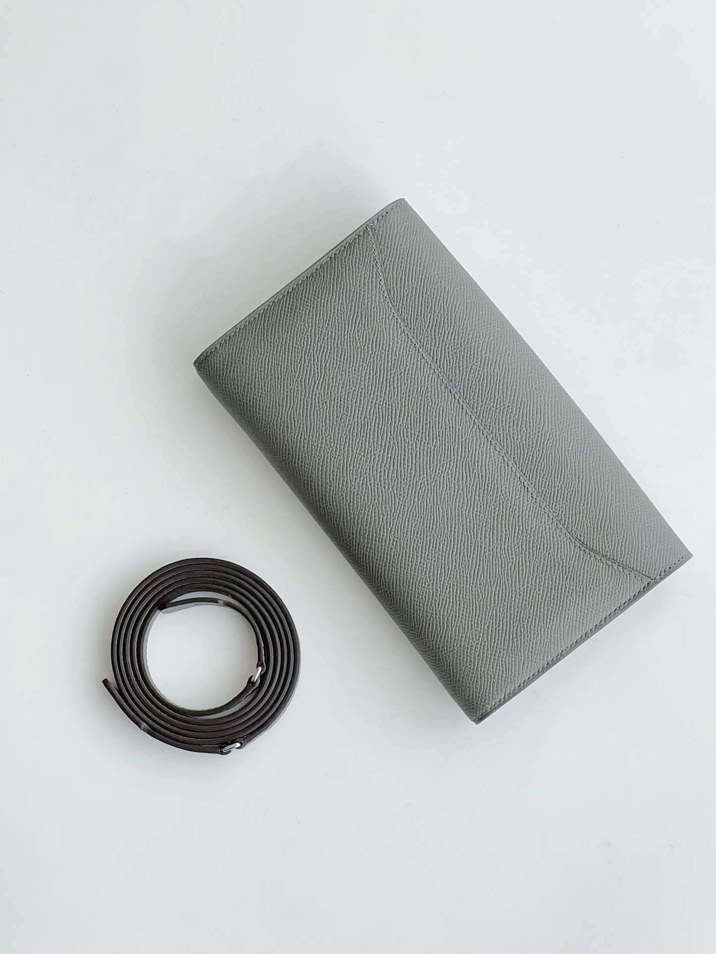 Hermes Constance To Go Wallet in Gris Meyer Epsom Calfskin