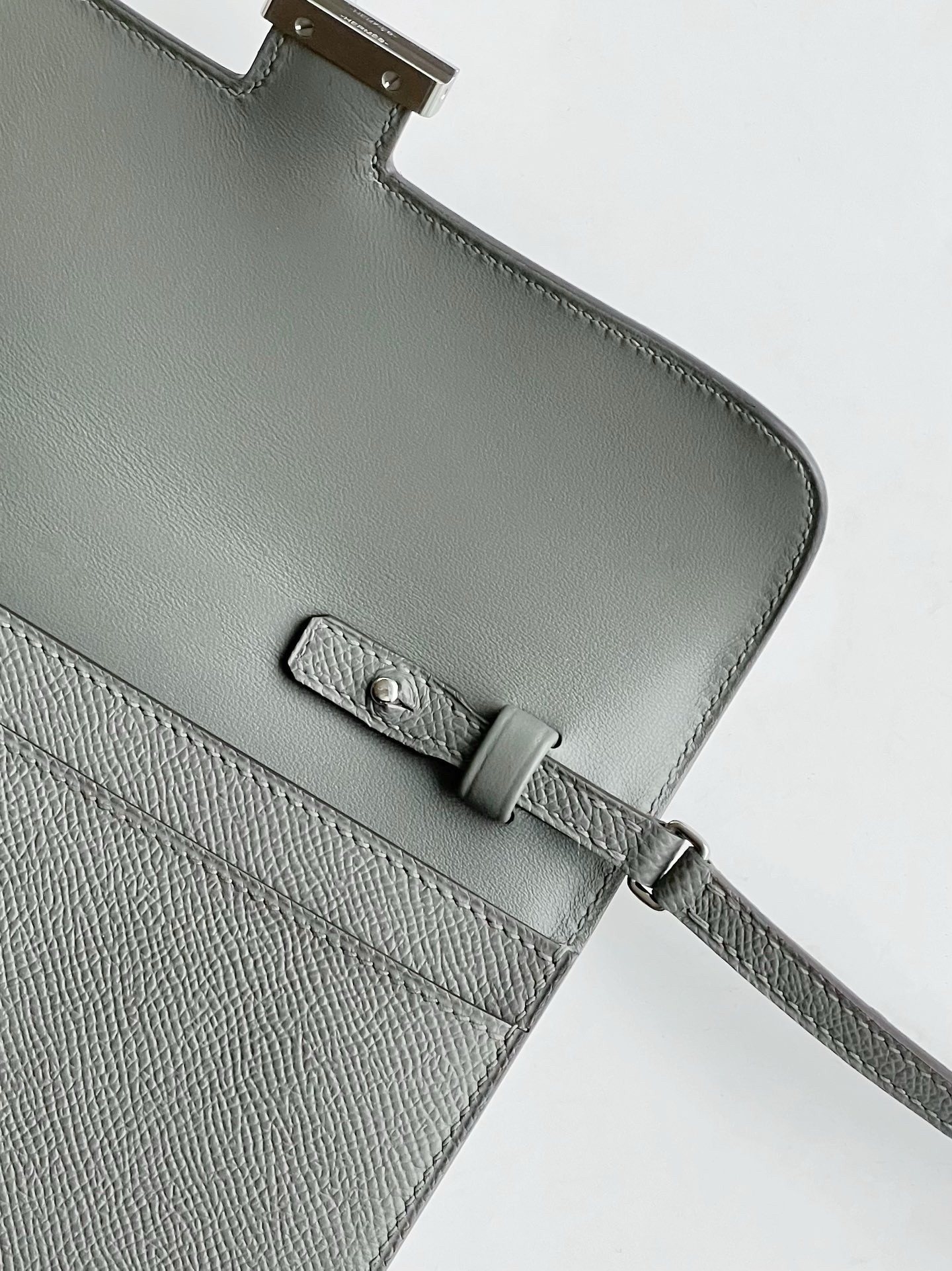 Hermes Constance To Go Wallet in Gris Meyer Epsom Calfskin