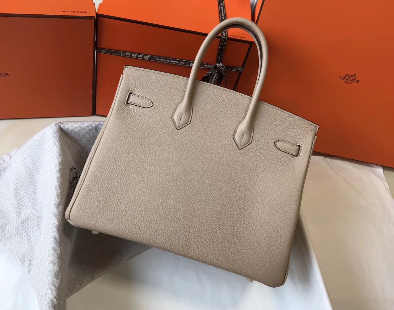 Hermes Argile Clemence Birkin 35cm Bag