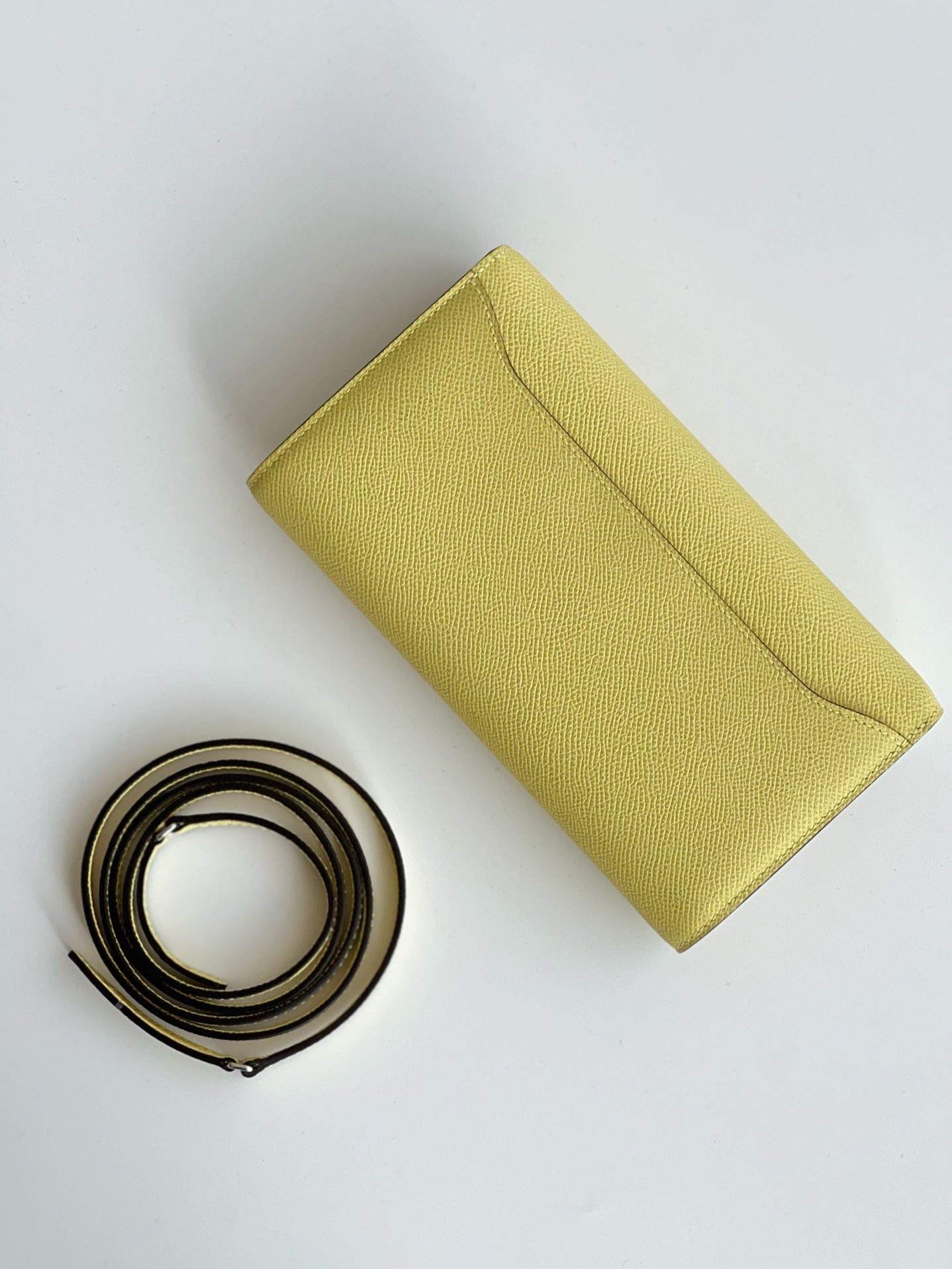 Hermes Constance To Go Wallet in Jaune Poussin Epsom Calfskin