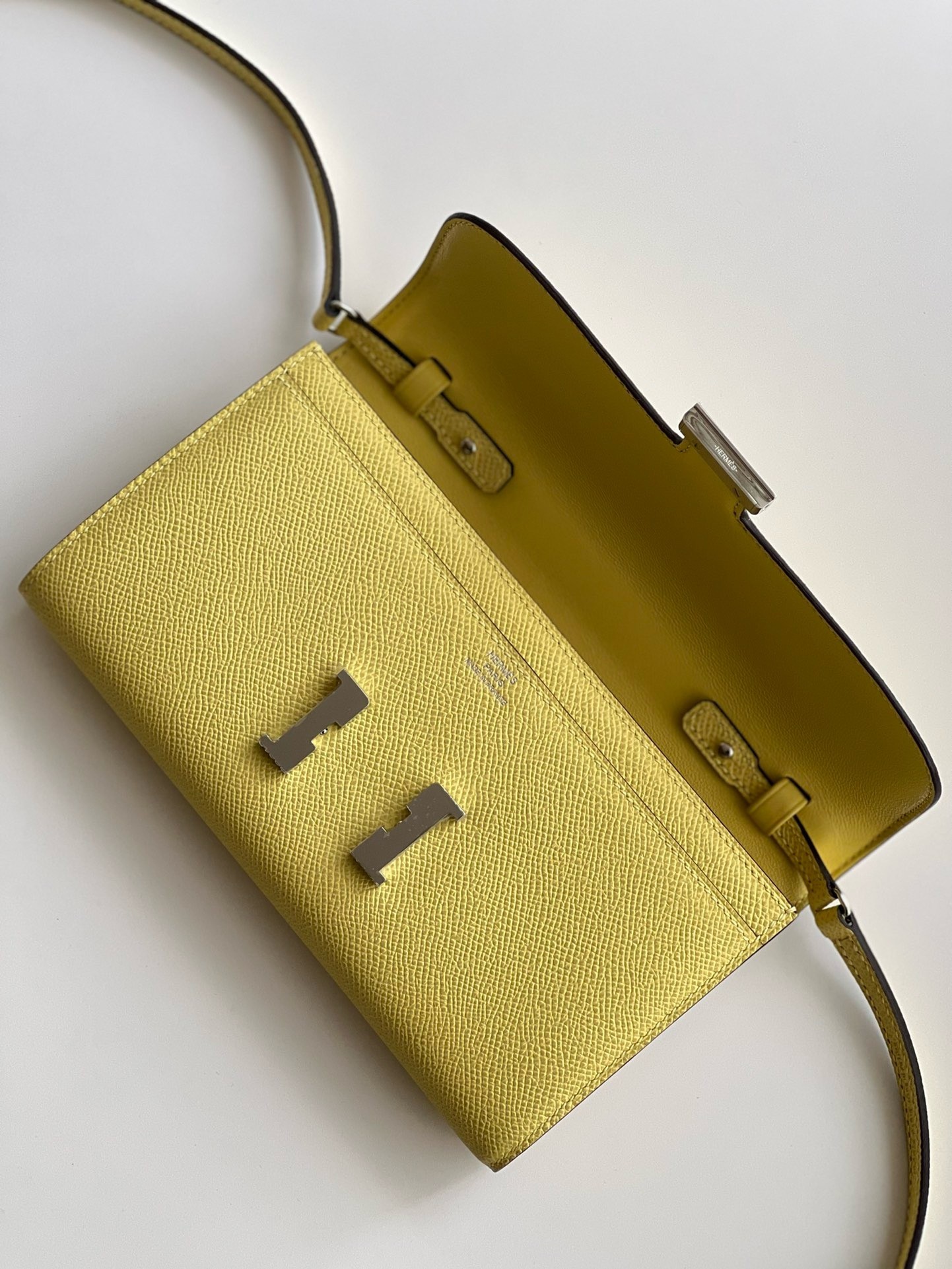 Hermes Constance To Go Wallet in Jaune Poussin Epsom Calfskin