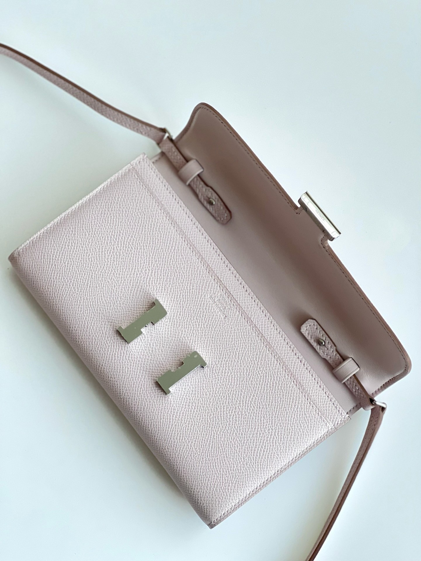 Hermes Constance To Go Wallet in Mauve Pale Epsom Calfskin
