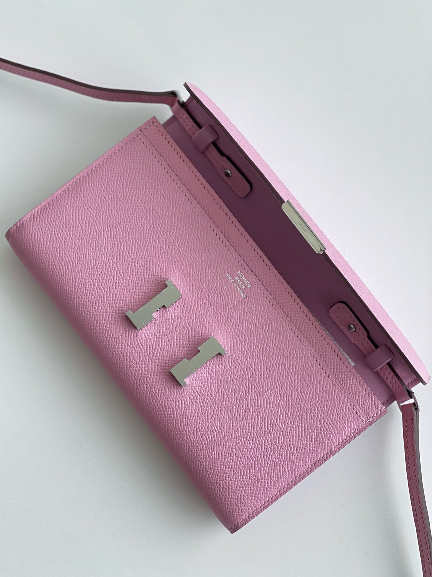 Hermes Constance To Go Wallet in Mauve Sylvestre Epsom Calfskin