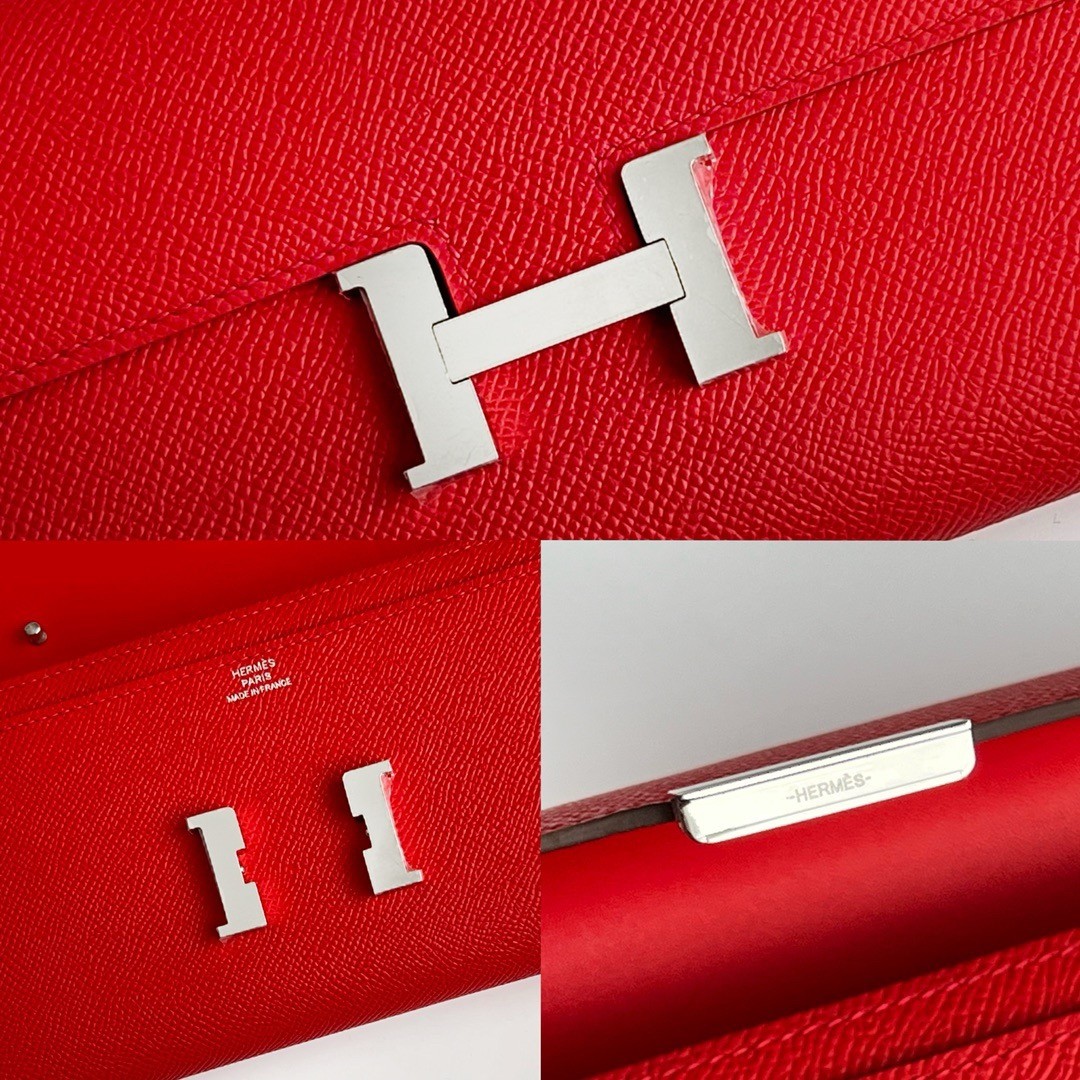 Hermes Constance To Go Wallet in Red Epsom Calfskin