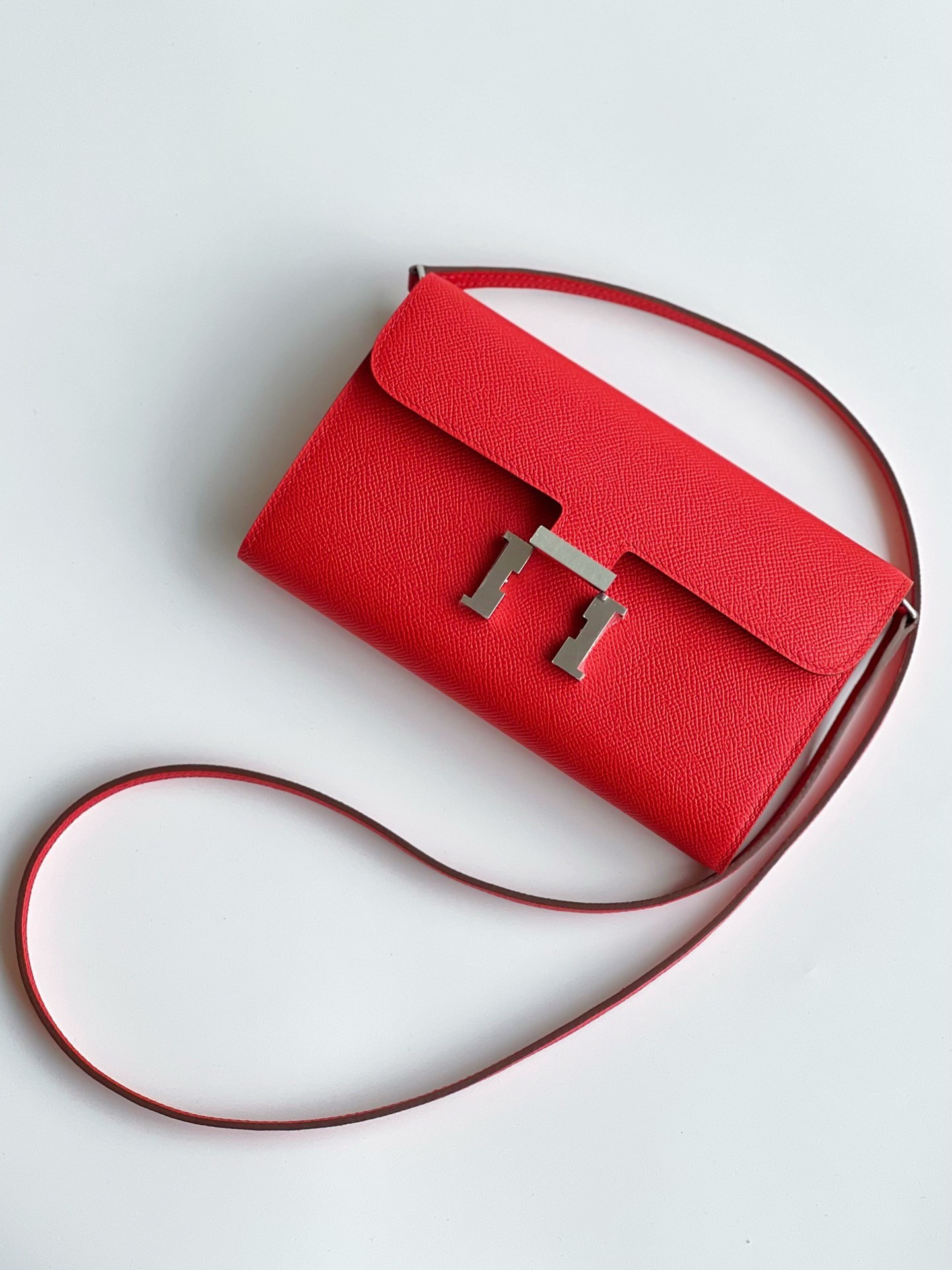 Hermes Constance To Go Wallet in Red Epsom Calfskin
