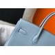 Hermes Blue Lin Clemence Birkin 35cm Bag