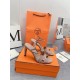 Hermes Heden 80 Sandals in Beige Suede Leather with Rhinestone