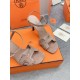 Hermes Heden 80 Sandals in Beige Suede Leather with Rhinestone