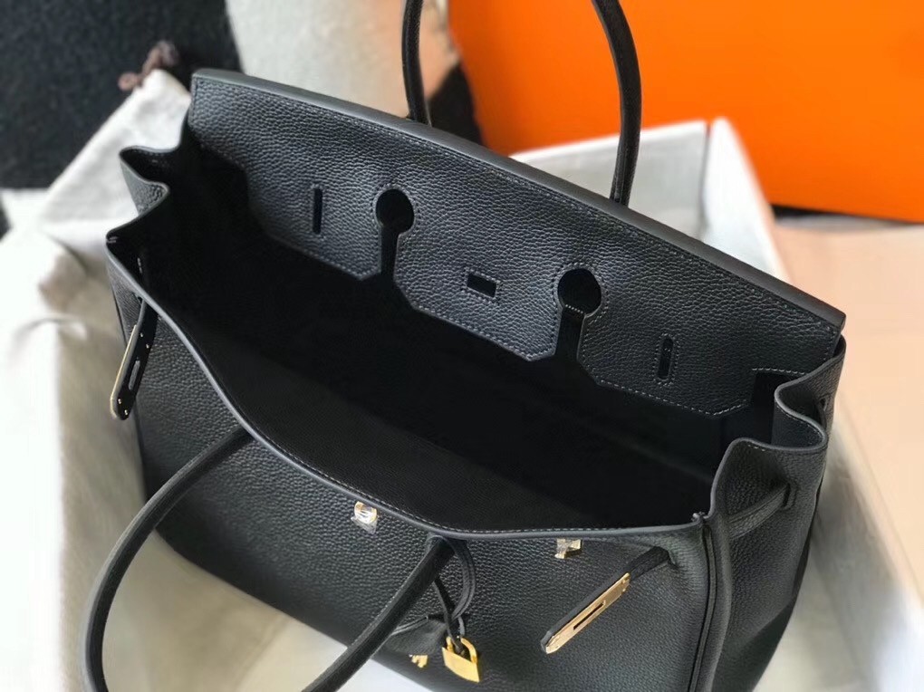 Hermes Black Clemence Birkin 35cm Bag