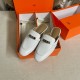 Hermes Women's Oz Mules in White Leather