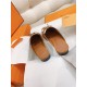 Hermes Women's Oz Mules with Fringed in Brown/White Leather