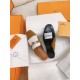 Hermes Women's Oz Mules with Fringed in Brown/White Leather