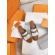 Hermes Women's Oz Mules with Fringed in Brown/White Leather