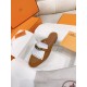 Hermes Women's Oz Mules with Fringed in Brown/White Leather