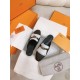 Hermes Women's Oz Mules with Fringed in Black/White Leather