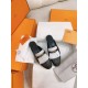 Hermes Women's Oz Mules with Fringed in Black/White Leather