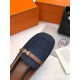 Hermes Infinie 50 Slingback Pumps in Denim