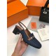 Hermes Infinie 50 Slingback Pumps in Denim