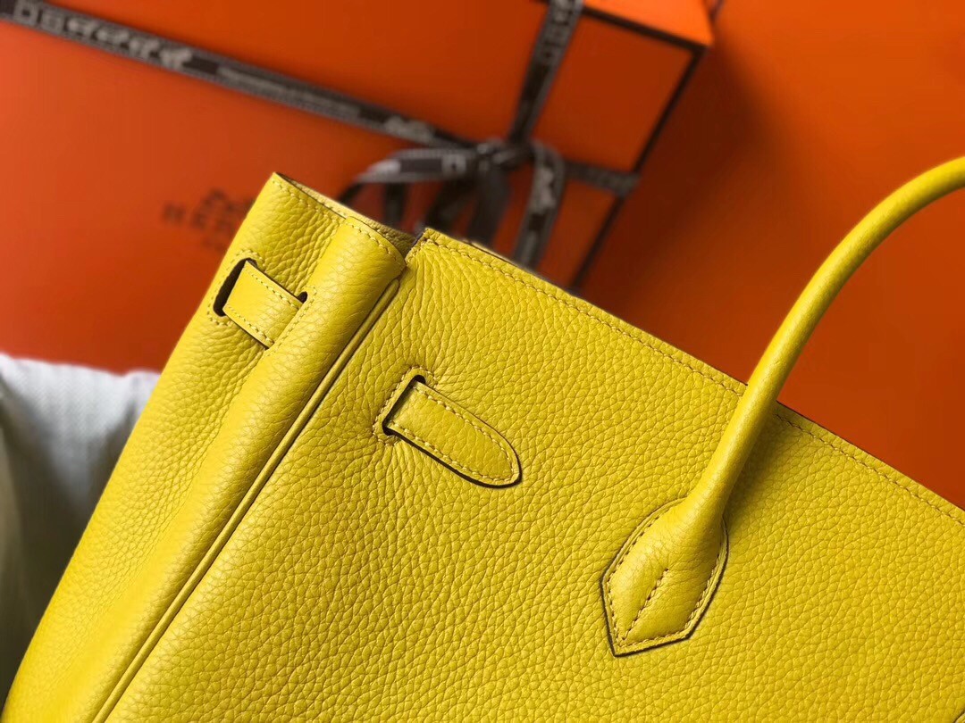 Hermes Yellow Clemence Birkin 35cm Bag