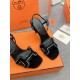 Hermes Heden 80 Sandals in Black Suede Leather with Rhinestone