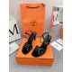 Hermes Heden 80 Sandals in Black Suede Leather with Rhinestone