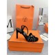 Hermes Heden 80 Sandals in Black Suede Leather with Rhinestone