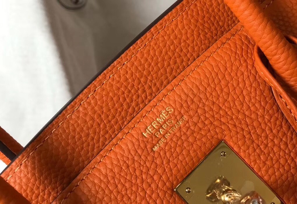 Hermes Orange Clemence Birkin 35cm Bag