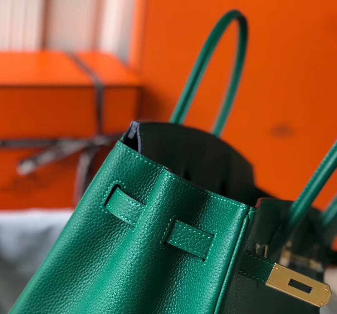 Hermes Malachite Clemence Birkin 35cm Bag