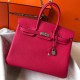 Hermes Rose Red Clemence Birkin 35cm Bag