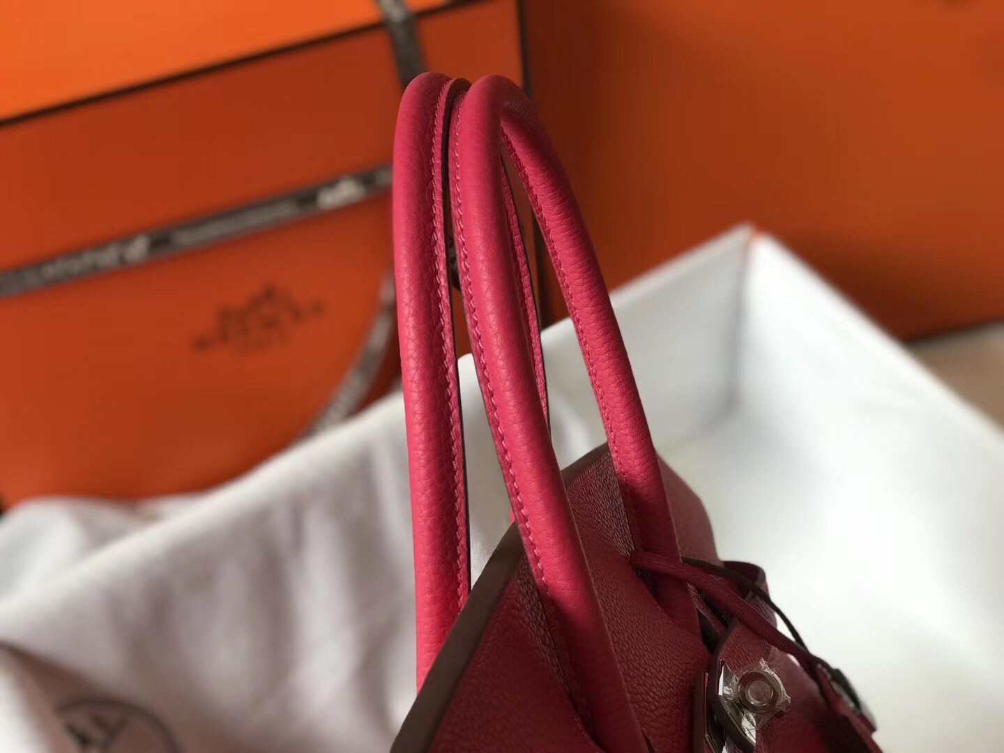 Hermes Rose Red Clemence Birkin 35cm Bag