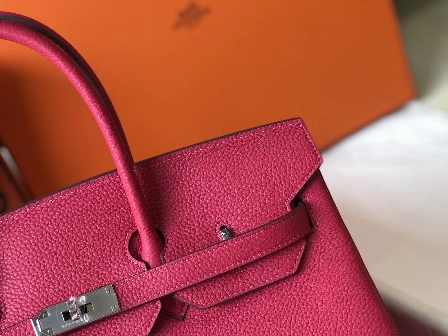 Hermes Rose Red Clemence Birkin 35cm Bag