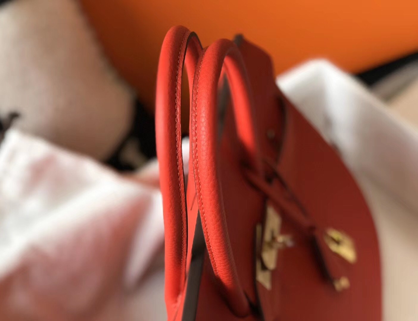 Hermes Red Clemence Birkin 35cm Bag