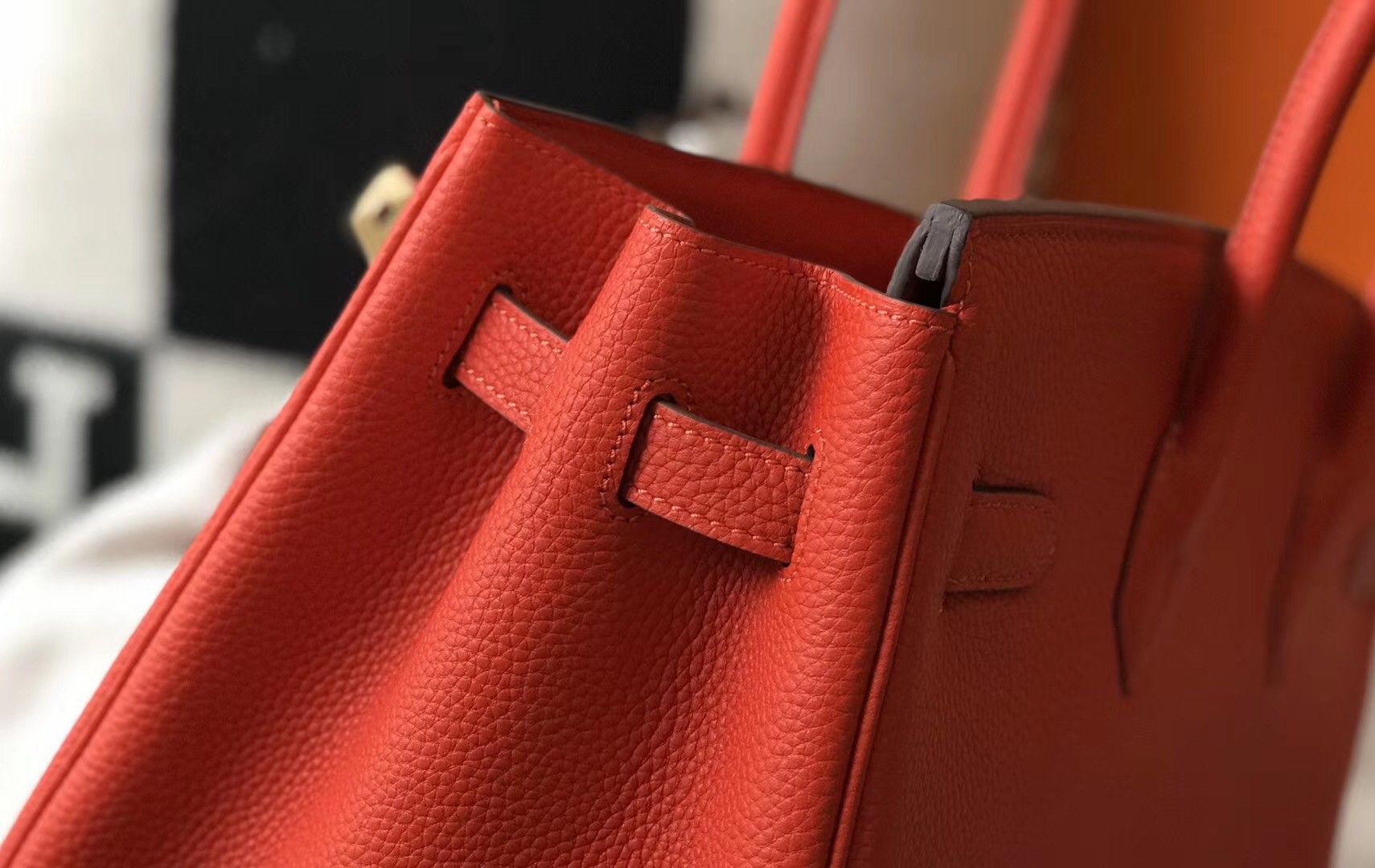 Hermes Red Clemence Birkin 35cm Bag