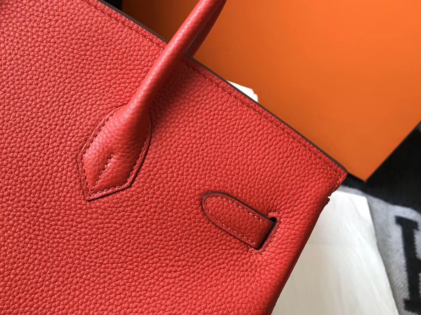 Hermes Red Clemence Birkin 35cm Bag