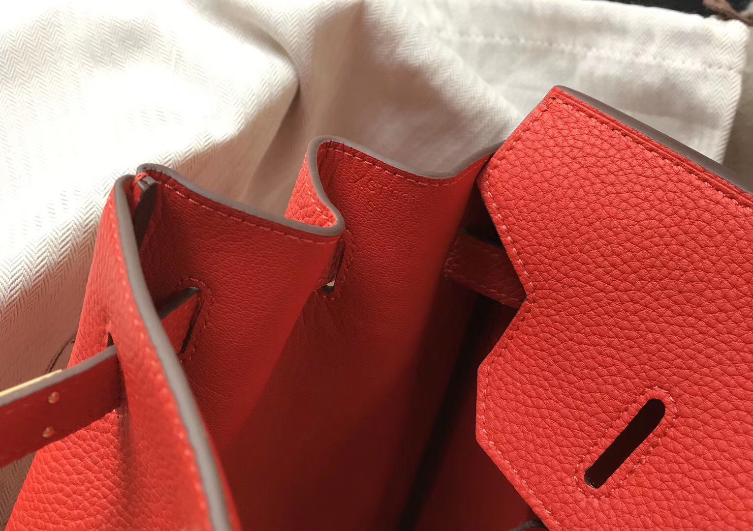 Hermes Red Clemence Birkin 35cm Bag