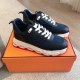 Hermes Men's Impulse Sneakers in Navy Fabric and Leather