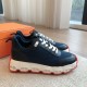 Hermes Men's Impulse Sneakers in Navy Fabric and Leather