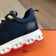 Hermes Men's Impulse Sneakers in Navy Fabric and Leather