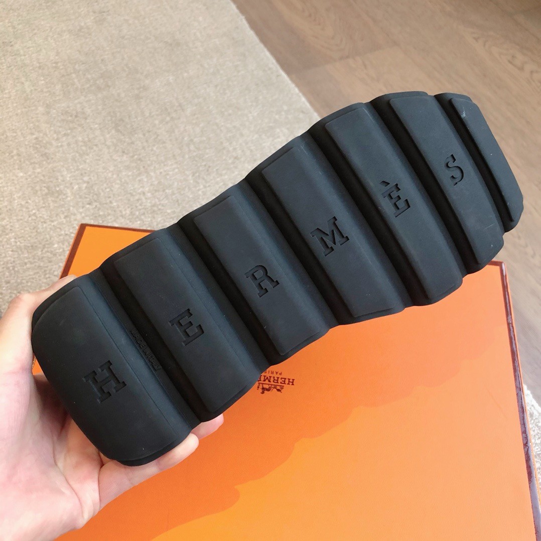 Hermes Men's Impulse Sneakers in Black Fabric and Leather