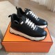 Hermes Men's Impulse Sneakers in Black Fabric and Leather