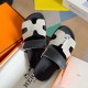 Hermes Men's Chypre Sandals In Canvas with Black Leather
