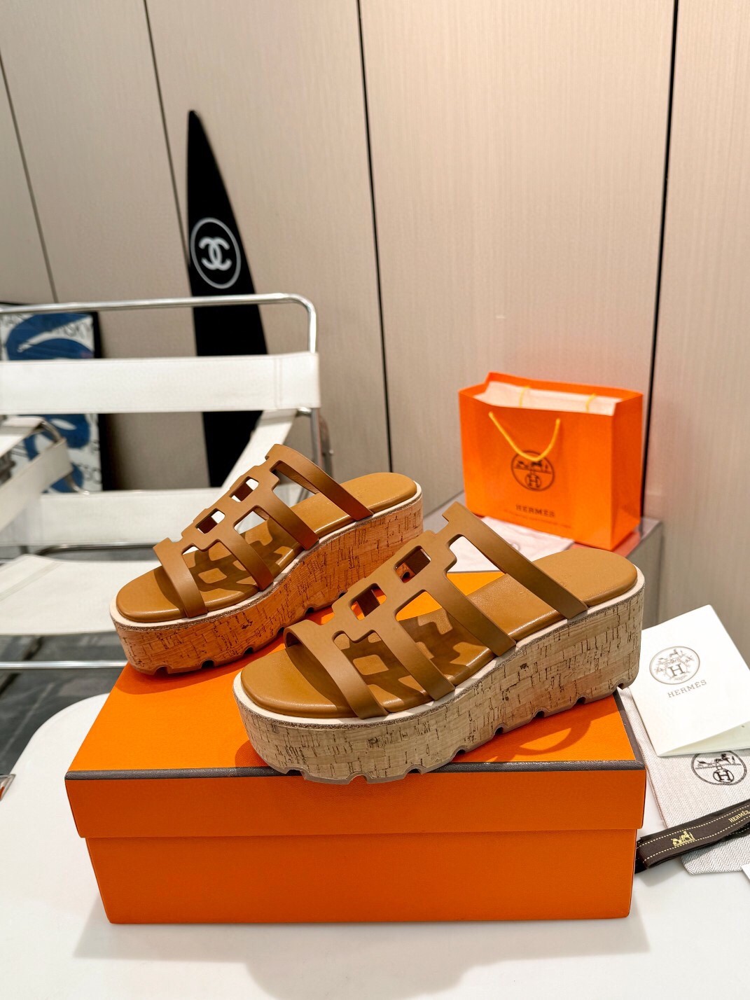 Hermes Isabella 30 Sandals in Brown Calfskin