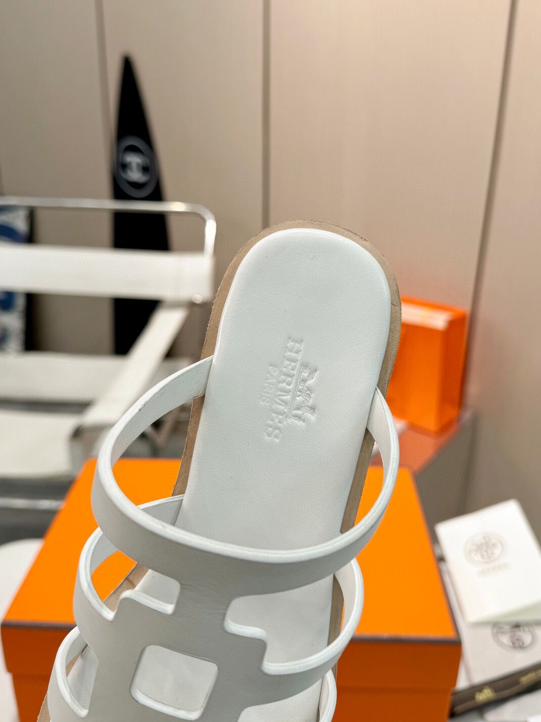 Hermes Isabella 30 Sandals in White Calfskin