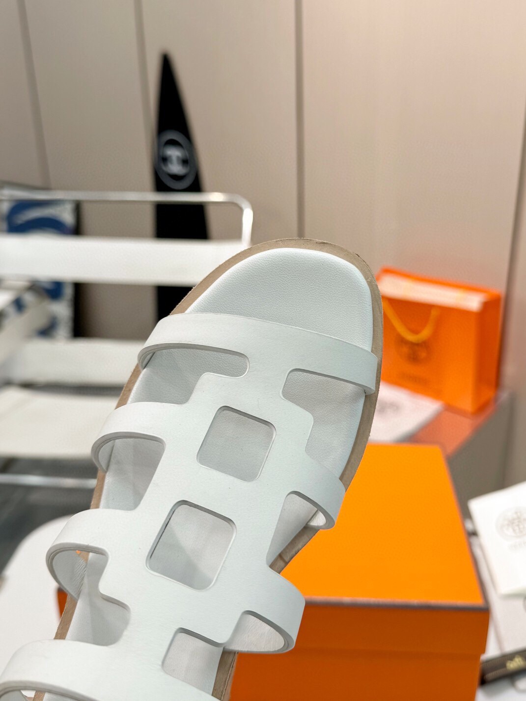 Hermes Isabella 30 Sandals in White Calfskin