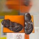 Hermes Inboard Sandals in Burgundy Leather and Ribbon