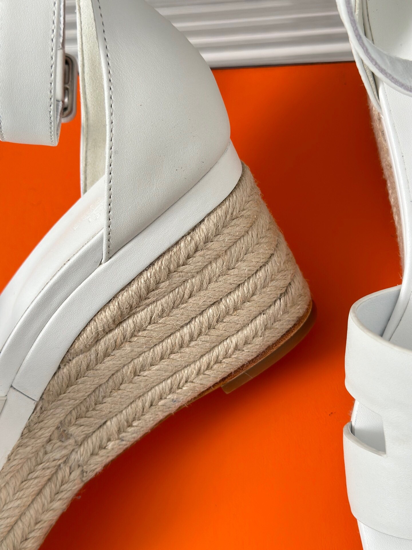 Hermes Elda Espadrilles in White Leather