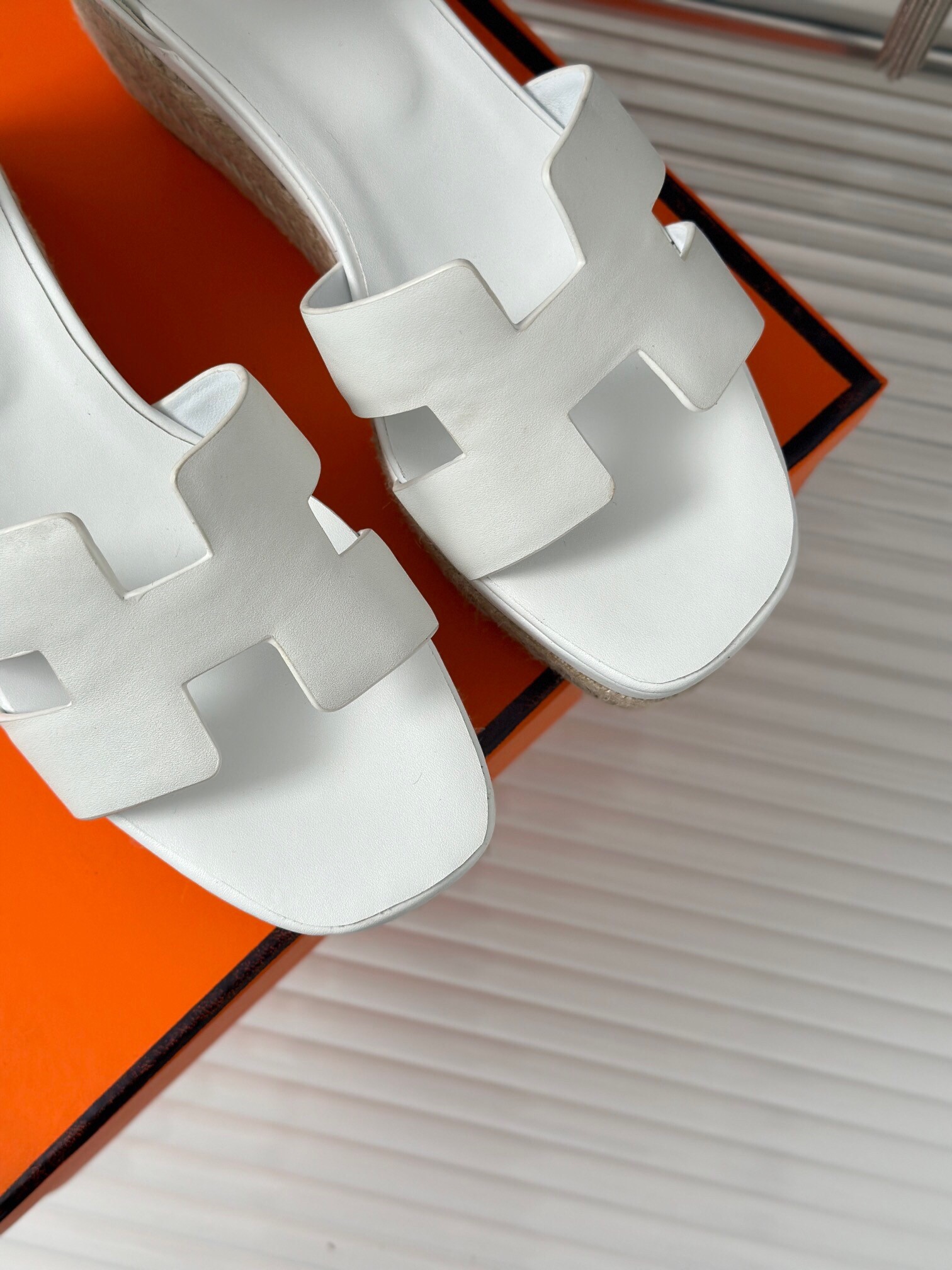 Hermes Elda Espadrilles in White Leather